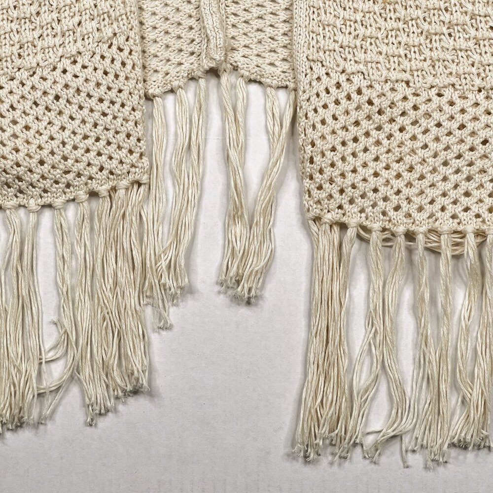 torrid Cream Ruana Soft Knitted Wrap Shawl Kimono Boho Fringe Trim Size‎ 1- NWOT - Picture 4 of 7